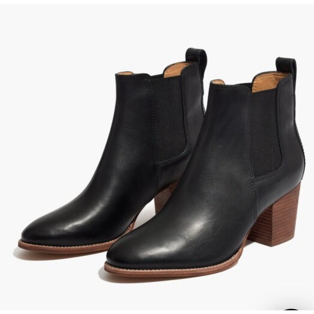 Madewell The Regan Pull On Boots Sz 7  Black Leather‎ Casual Western Goth